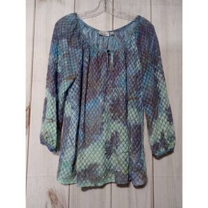 John Paul Richards Shirt Ladies Large Lace Overlay Blue
